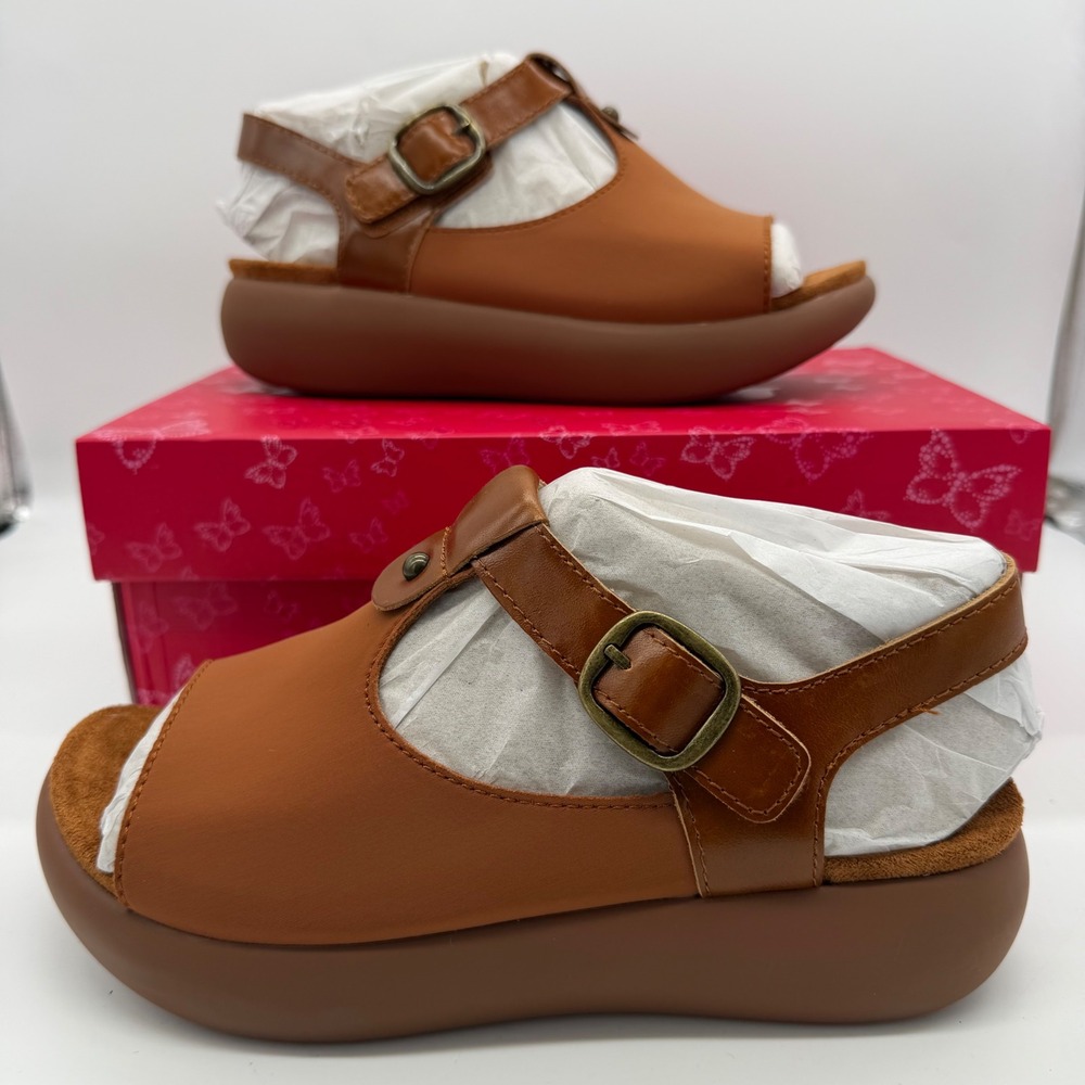 Alegria Betsie Stretch Luggage Brown Platform Sandals BSE-7773 Size 37 US 7-7.5